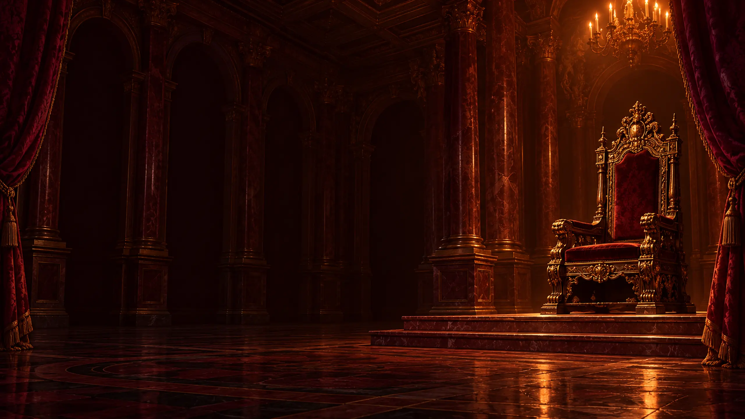 The Temptation hero — a red velvet court and a gold throne